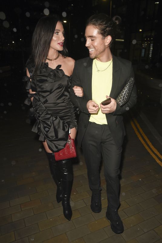 HELEN FLANAGAN Leaves Molly Mae Beauty Works Launch Party in Manchester 10/03/2019