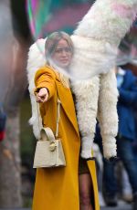 HILARY DUFF at a Film Set at Washington Square Park in New York 10/29/2019