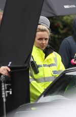JODIE COMER on the Set of Killing Eve 10/11/2019