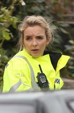 JODIE COMER on the Set of Killing Eve 10/11/2019