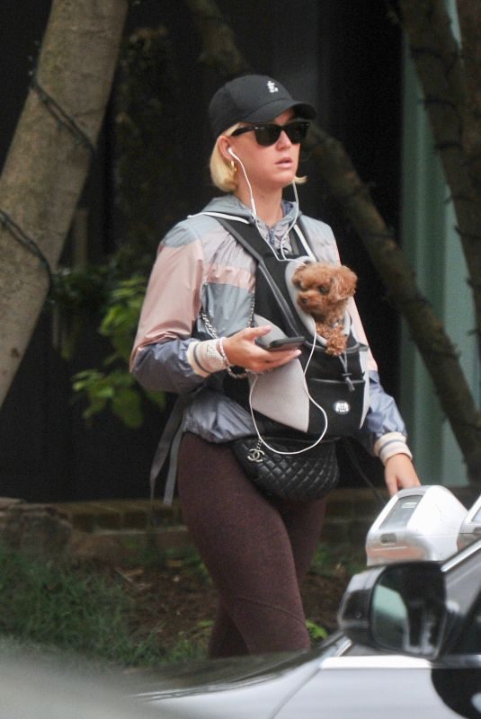 KATY PERRY Out with Her Poodle Nugget in Washington D.C. 10/13/2019