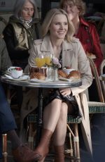 KRISTEN BELL on the Set of The Good Place at Cafe Terrace Les Deux Magots in Paris 09/30/2019