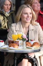 KRISTEN BELL on the Set of The Good Place at Cafe Terrace Les Deux Magots in Paris 09/30/2019