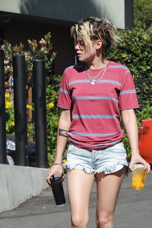 KRISTEN STEWART in Denim Cut Off Out in Los Angeles 10/12/2019