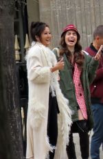 LILY COLLINS and ASHLEY PARK on the Set of Emily in Paris in Paris 10/07/2019