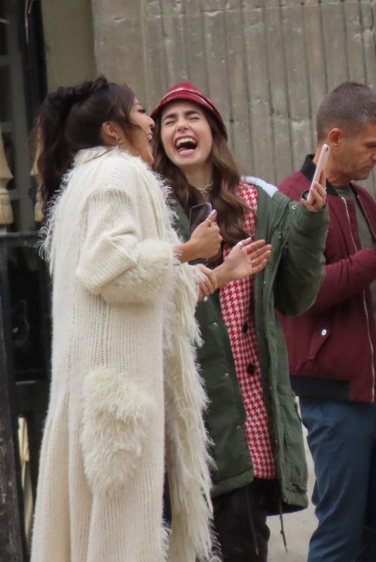 LILY COLLINS and ASHLEY PARK on the Set of Emily in Paris in Paris 10/07/2019