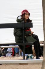 LILY COLLINS and ASHLEY PARK on the Set of Emily in Paris in Paris 10/07/2019