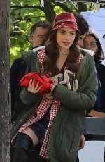 LILY COLLINS on the Set of Emily in Paris in Paris 10/07/2019