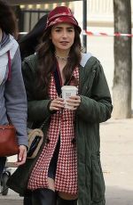 LILY COLLINS on the Set of Emily in Paris in Paris 10/07/2019