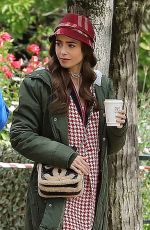 LILY COLLINS on the Set of Emily in Paris in Paris 10/07/2019