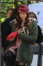 LILY COLLINS on the Set of Emily in Paris in Paris 10/07/2019