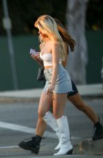 LOTTIE MOSS in Denim Skirt Out in Beverly Hills 10/04/2019