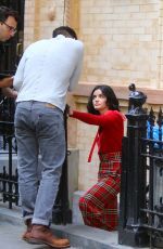 LUCY HALE and Zane Holtz on the Set of Katy Keene in New York 10/07/2019