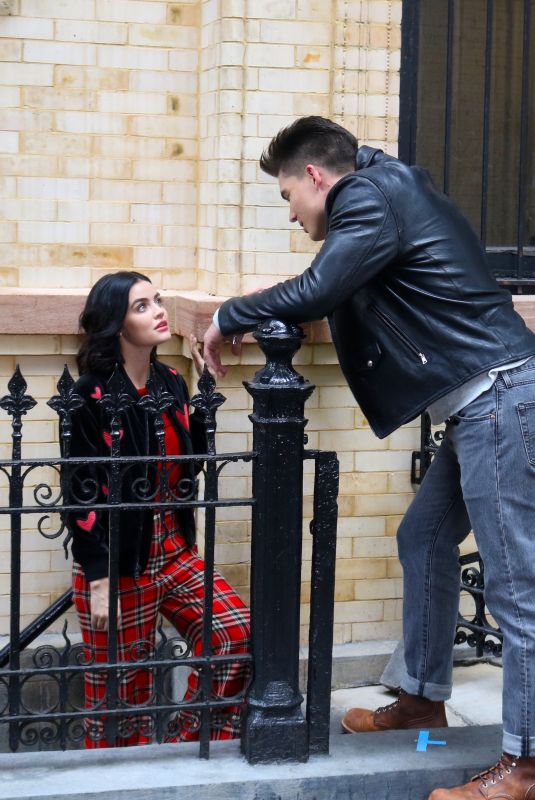 LUCY HALE and Zane Holtz on the Set of Katy Keene in New York 10/07/2019