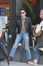 LUCY HALE in Ripped Denim Out for Iced Coffee in New York 10/12/2019
