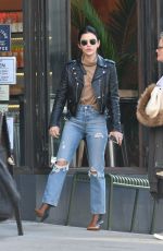 LUCY HALE in Ripped Denim Out for Iced Coffee in New York 10/12/2019