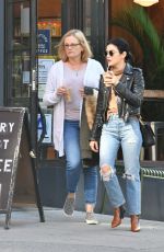 LUCY HALE in Ripped Denim Out for Iced Coffee in New York 10/12/2019