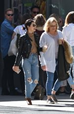 LUCY HALE in Ripped Denim Out for Iced Coffee in New York 10/12/2019