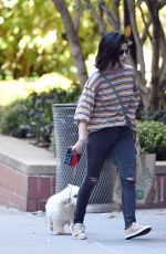 LUCY HALE Out with her Dog Elvis in New York 10/08/2019