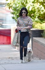 LUCY HALE Out with her Dog Elvis in New York 10/08/2019