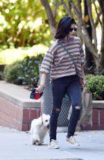 LUCY HALE Out with her Dog Elvis in New York 10/08/2019