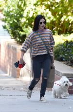 LUCY HALE Out with her Dog Elvis in New York 10/08/2019
