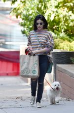 LUCY HALE Out with her Dog Elvis in New York 10/08/2019