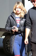 MELISSA BENOIST on the Set of Supergirl in Vancouver 10/01/2019