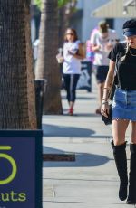 MILEY CYRUS in a Denim Skirt at Alfred Coffee in Studio City 10/17/2019