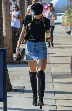 MILEY CYRUS in a Denim Skirt at Alfred Coffee in Studio City 10/17/2019
