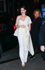 Pregnant ANNE HATHAWAY Arrives at Museum of Modern Love Pop Up Event in New York 10/10/2019