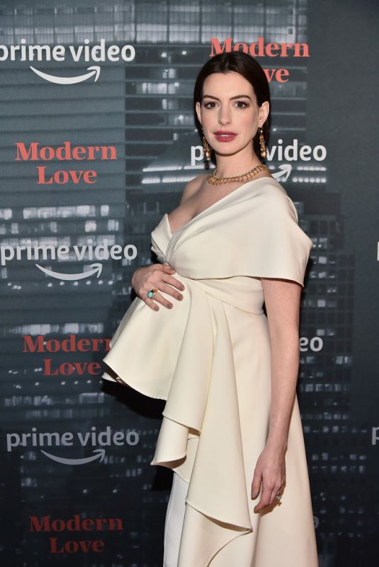 Pregnant ANNE HATHAWAY at Museum of Modern Love Premiere in New York 10/10/2019