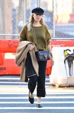 SIENNA MILLER in a Green Sweater Out in New York 10/23/2019