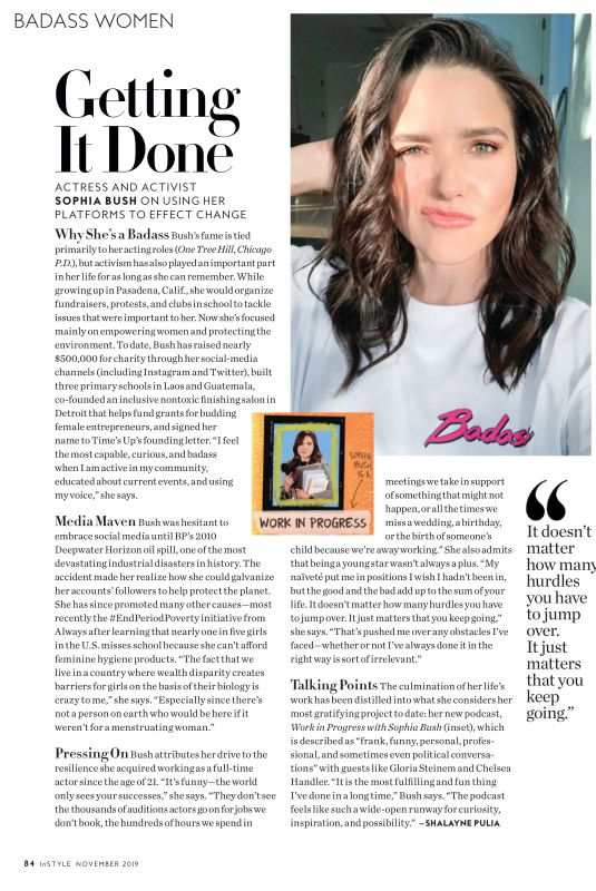 SOPHIA BUSH in Instyle Magazine, November 2019