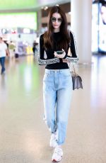 SUI HE in Denim at Shanghai Hongqiao Airport 10/19/2019