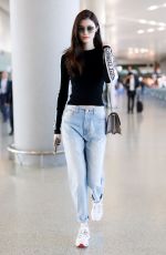 SUI HE in Denim at Shanghai Hongqiao Airport 10/19/2019