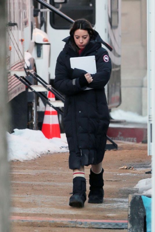 AUBREY PLAZA on the Set of Best Sellers in Montreal 11/26/2019