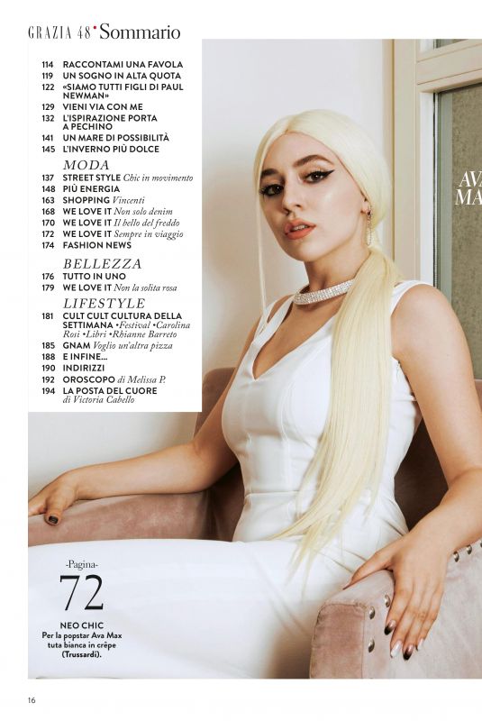 AVA MAX in Grazia Magazine, Italy November 2019