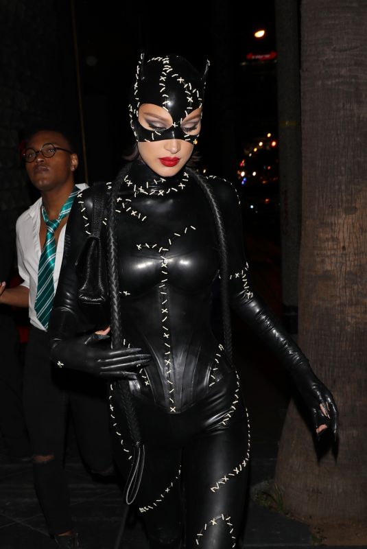 BELLA HADID Leaves Kendall Jenner’s Birthday Halloween Bash in West Hollywood 11/01/2019