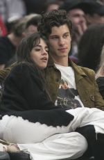 CAMILA CABELLO and Shawn Mendes at L A Clippers vs Toronto Raptors Game in Los Angeles 11/11/2019