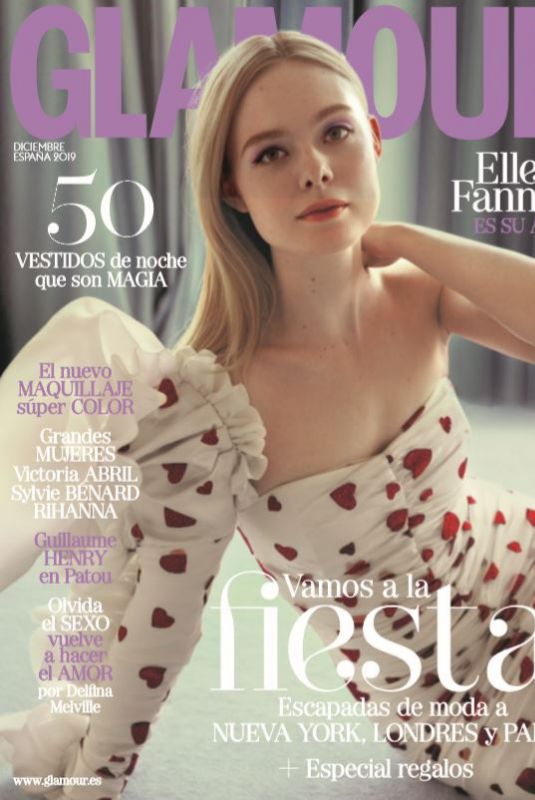 ELLE FANNING on the Cover of Glamour Spain, December 2019