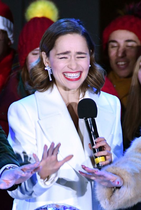 EMILIA CLARKE at Covent Garden Christmas Lights Wwitch On and Sing Along in London 11/12/2019