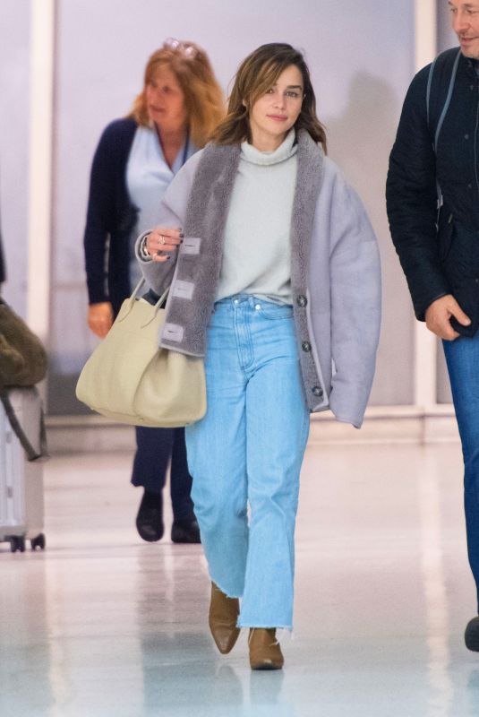 EMILIA CLARKE at JFK Airport in New York 10/31/2019