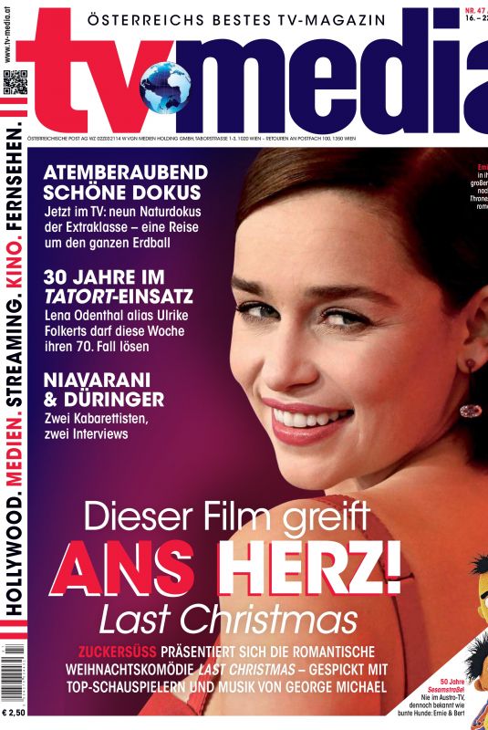 EMILIA CLARKE in TV Media, November 2019