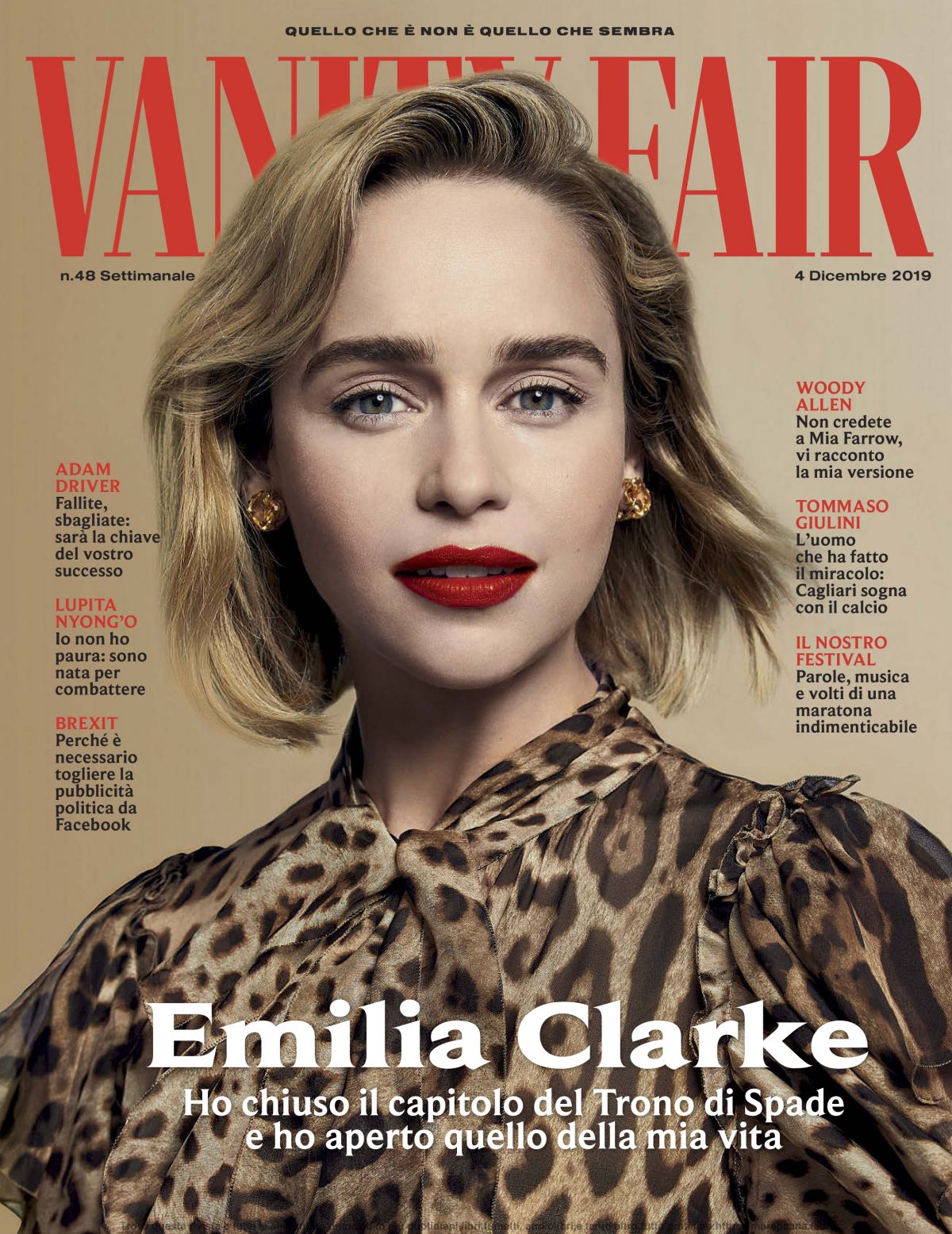 EMILIA CLARKE in Vanity Fair Magazine, Italy December 2019 – HawtCelebs