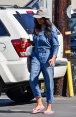 GARCELE BEAUVAIS in Denim Overalls Out in Los Angeles 11/01/2019