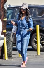 GARCELE BEAUVAIS in Denim Overalls Out in Los Angeles 11/01/2019