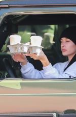 HAILEY BIEBER Gets Coffee Delivered to Her Car at Blue Coffee in Beverly Hills 11/19/2019