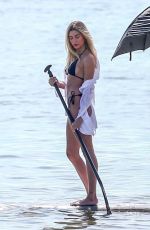 HAILEY BIEBER in Bikini on the Set of a Photoshoot in Miami 11/27/2019