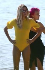 HAILEY BIEBER on the Set of a Photoshoot at a Beach in Miami 11/27/2019